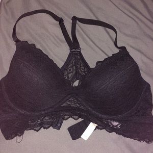 Lace Racerback black M push-up bralette